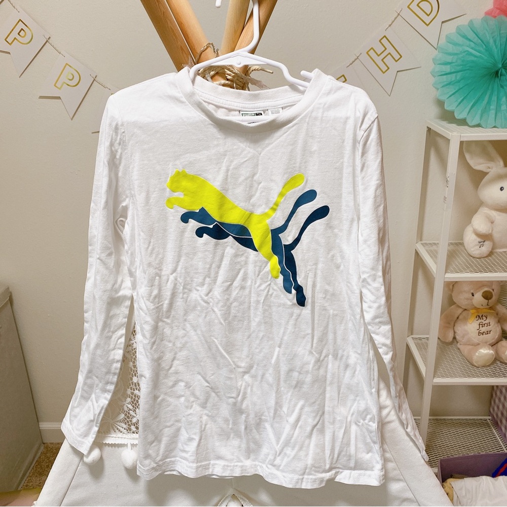 Puma White Cotton Long Sleeve T-shirt